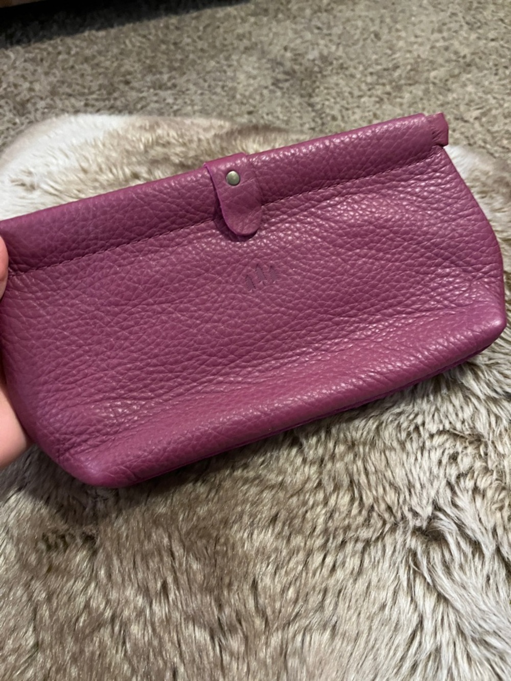 Women's Purple Leather Clutch Bag- famed frame clutch